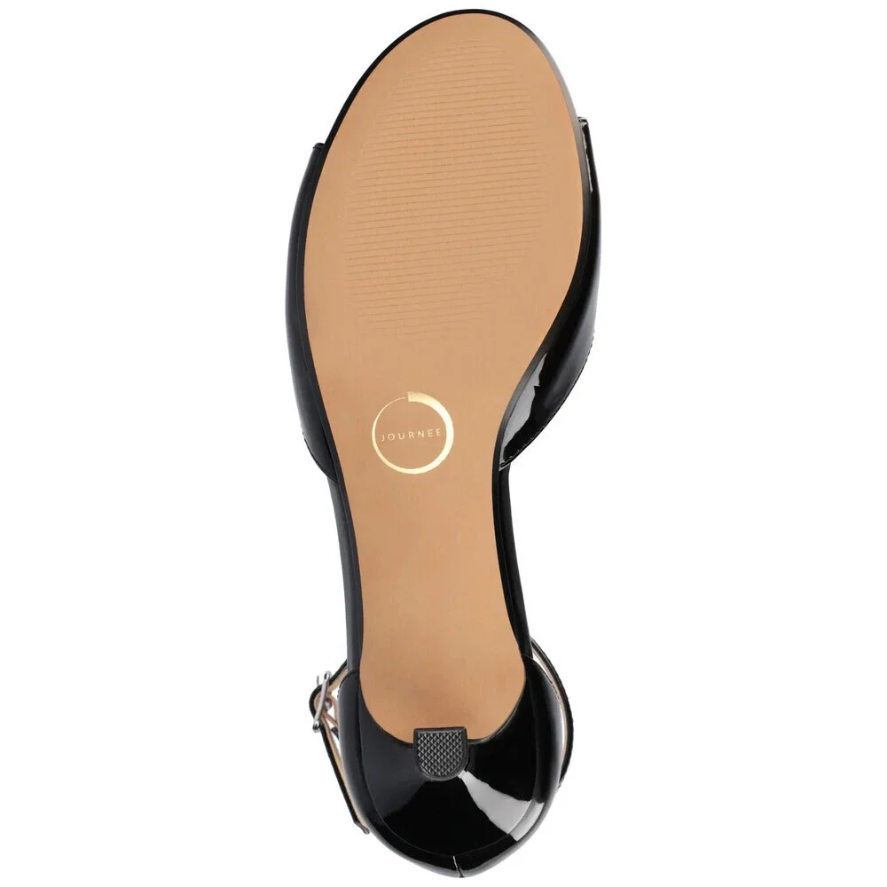 Journee Jezzie Slide Womens 8.5 Black Patent Leather Kitten Heel Sandals GAL1343